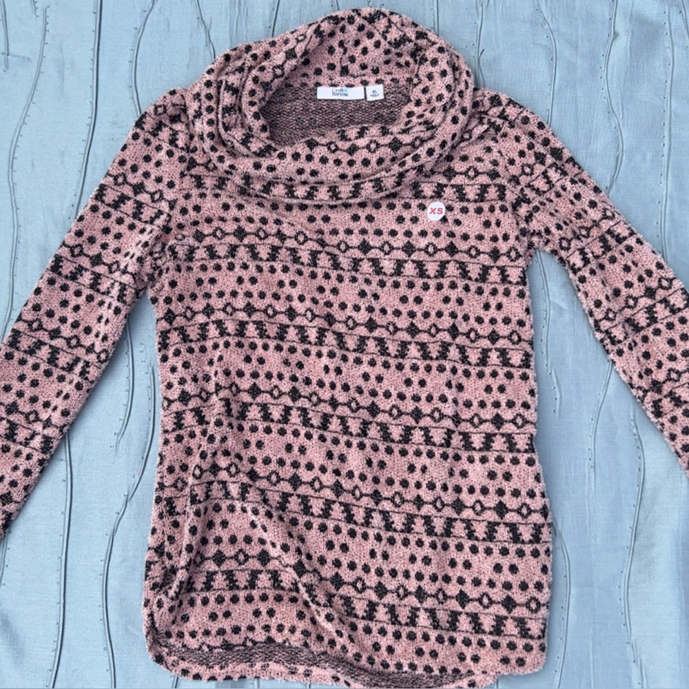Croft & Barrow Pink and Black Patterned Sweater